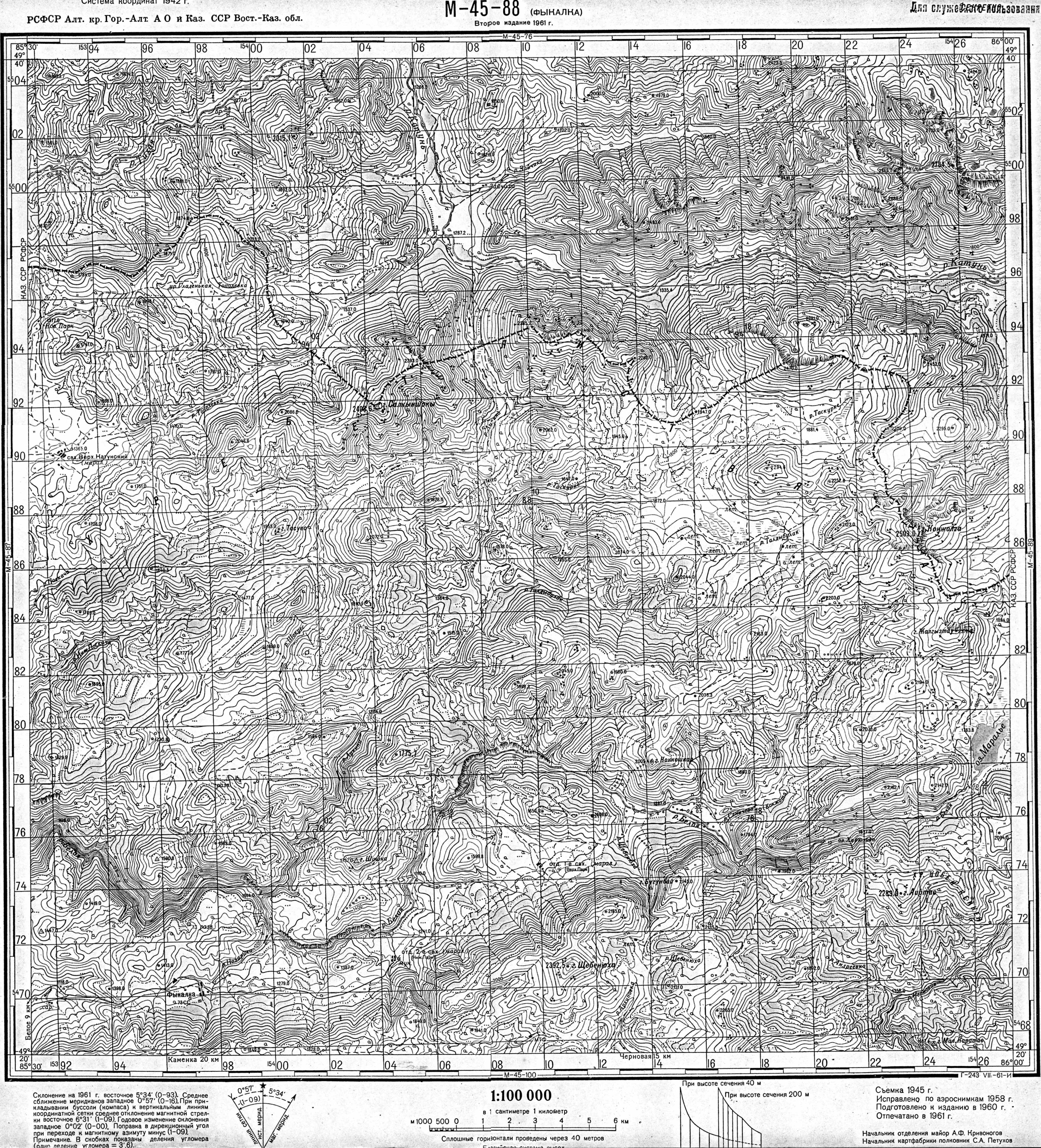 Карта - верховья Катуни